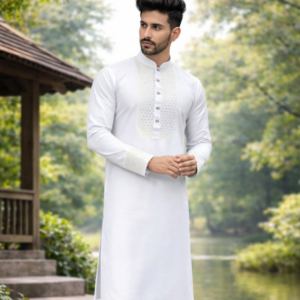 MENS PREMIUM PANJABI - WHITE